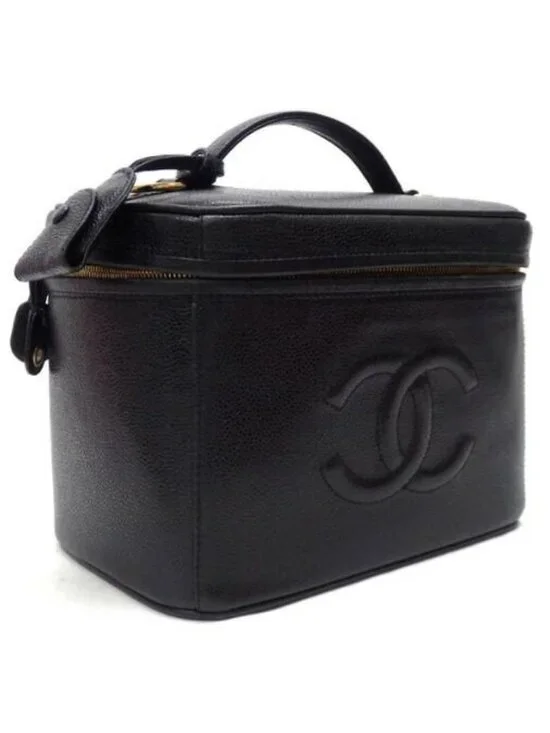 Chanel Vanity 2-Way Bag Caviar Leather Black Gold 7 Digits - Picture 2 of 10